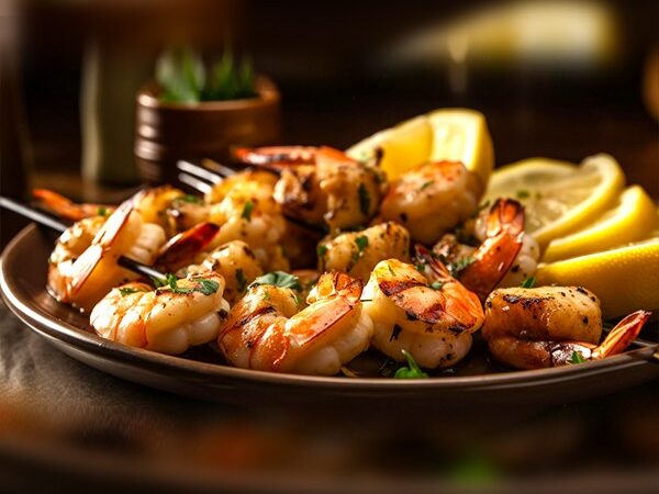 Brochette de gambas marinées